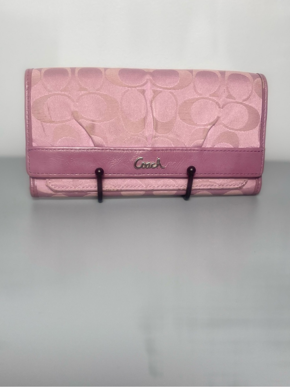 Vintage Coach Signature Soho Jacquard Pink Pleated Wallet-COA